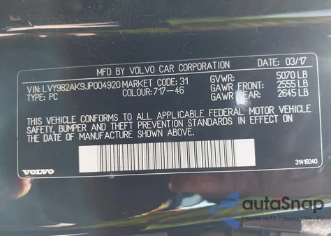 2018 Volvo S90 T5 Momentum z USA, uszkodzony, nr VIN LVY982AK9JP004920